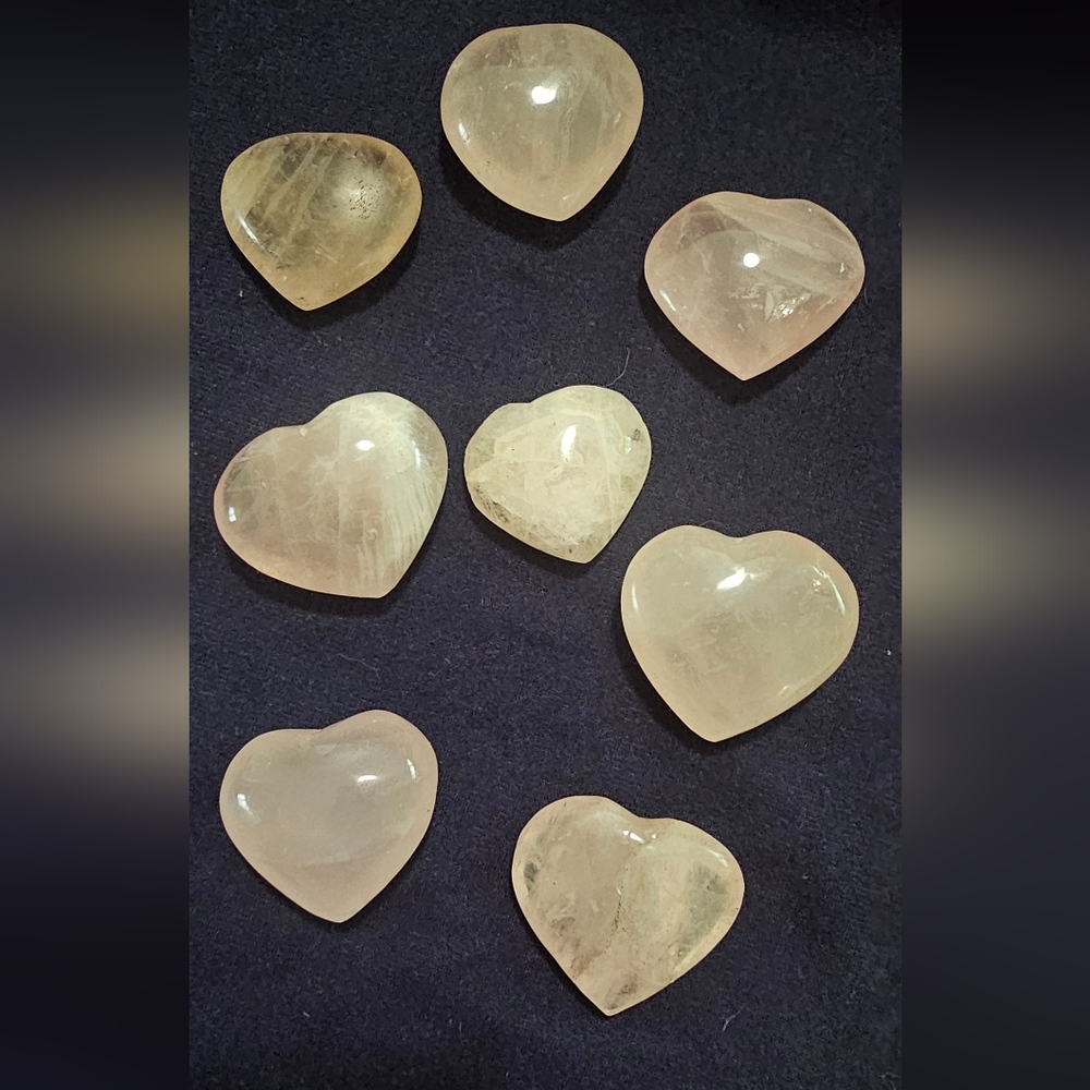 8 Heart-Shaped Rose Quartz Palm Stones